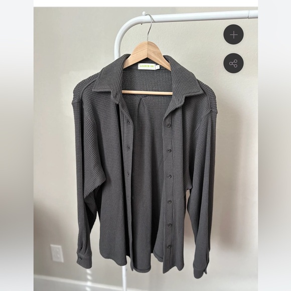 Lauryn Co. MAMA SHACKET + PANTS SET (FOG) - size M/L - Picture 3 of 5